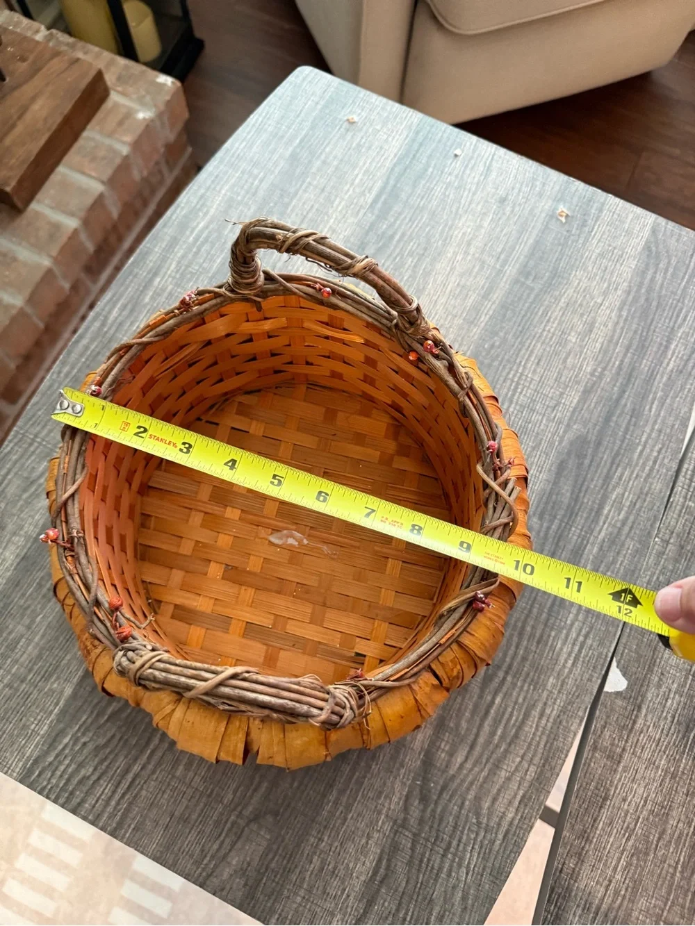 Rustic Pumpkin Shaped Woven Basket Fall Harvest Decor Handmade Style 11”